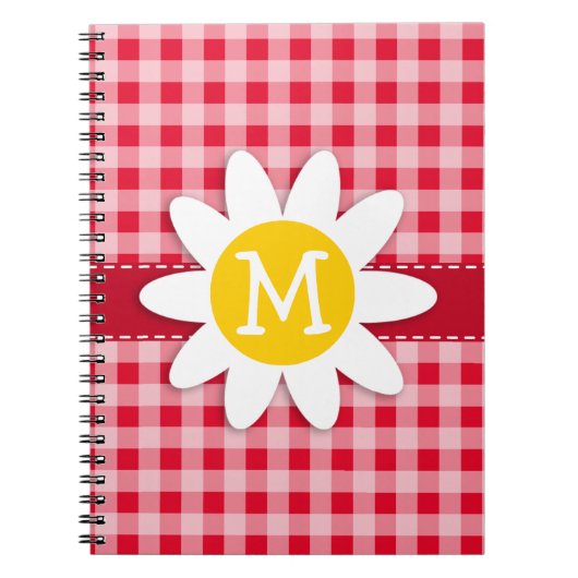 Carnet Cute Daisy sur Retro Scarlet Red En vichy Motif (Devant)