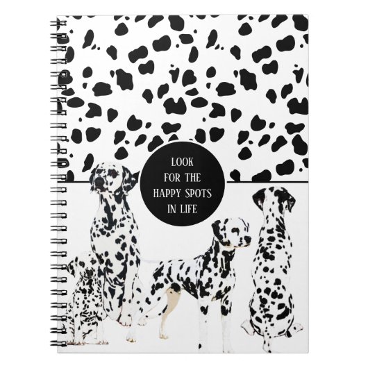 Carnet Cute Dalmatiens Noir & Blanc Zones Joyeuses (Devant)