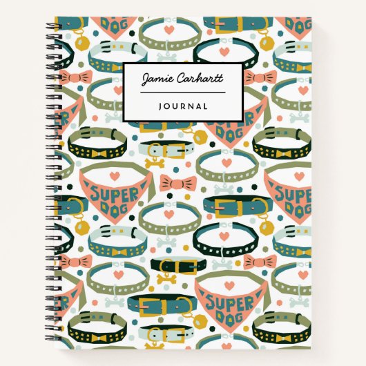 Carnet Cute Designer Dog Collar personnalisable (Devant)