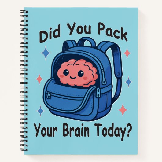Carnet Cute “Did You Pack Your Brain Today?” Brain Pun (Devant)