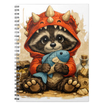 Cute Dino Raccoon Notebook – Kawaii Pirate