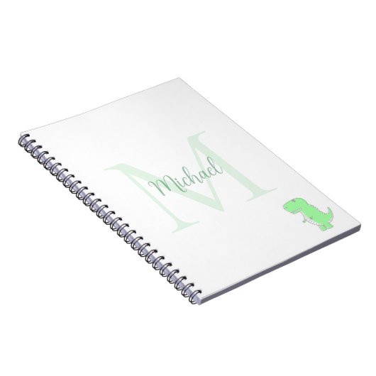 Carnet Cute Dinosaur Custom Name Initial  (Côté Droit)