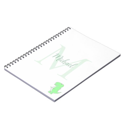 Carnet Cute Dinosaur Custom Name Initial  (Côté gauche)