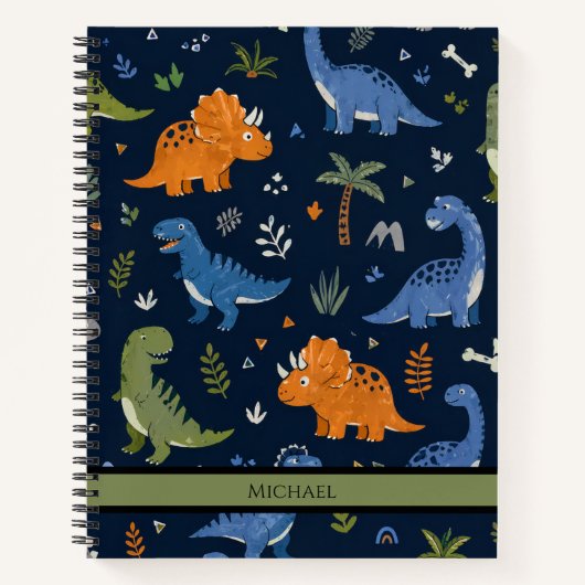 Carnet Cute Dinosaur Pattern Colorful  (Devant)