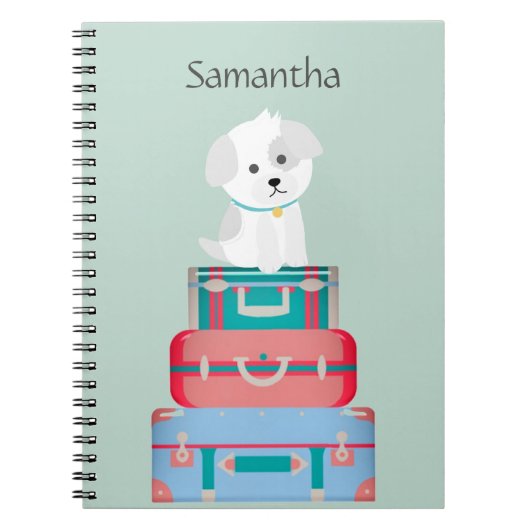 Carnet Cute Dog Sat sur les valises Personnalisé (Devant)