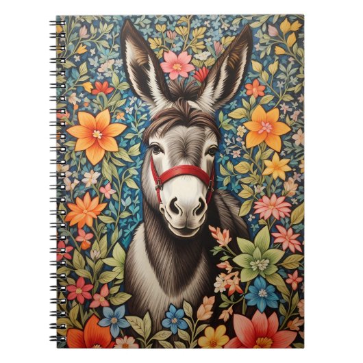 Carnet Cute Donkey On Colorful Floral Background (Devant)