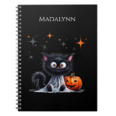Carnet Cute Drôle Fantôme Noir Kitten Halloween (Devant)