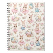 Carnet Cute Easter Bunny Floral Pattern - Pastel Spring (Devant)