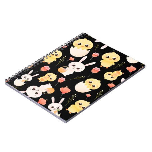 Carnet Cute Easter Chicks & Bunnies Seamless Pattern  (Côté gauche)