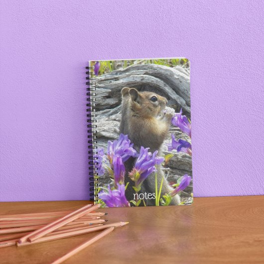 Carnet Cute écureuil terrestre et nature Fleur sauvage Ph