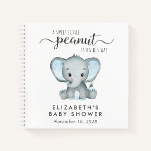 Carnet Cute Elephant Baby Boy Douche Guest Book