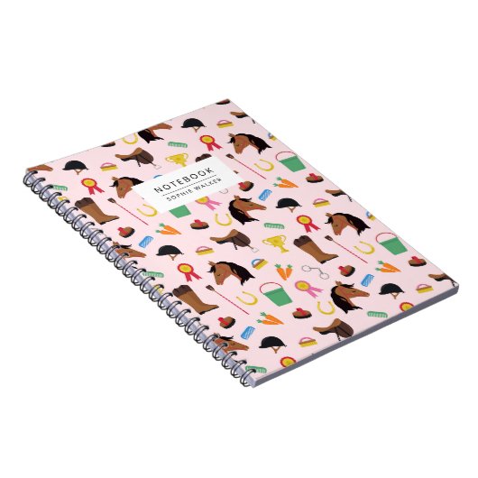Carnet Cute Equestrian Pattern Personalised Notebook (Côté Droit)