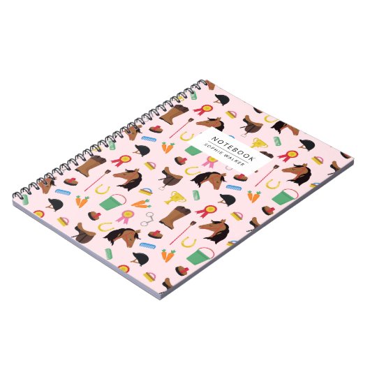 Carnet Cute Equestrian Pattern Personalised Notebook (Côté gauche)