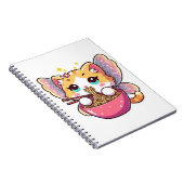 Carnet Cute fairchat mangeant des nouilles de ramen (Côté Droit)