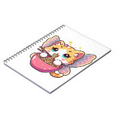Carnet Cute fairchat mangeant des nouilles de ramen (Côté gauche)