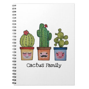 Carnet Cute Famille Cactus En Aquarelle