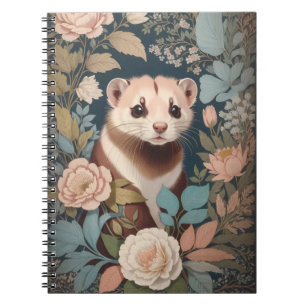 Carnet Cute Ferret Elégant Pastel Floral Garden