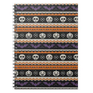 Carnet Cute, fine île/colorwork Halloween crâne et chauve