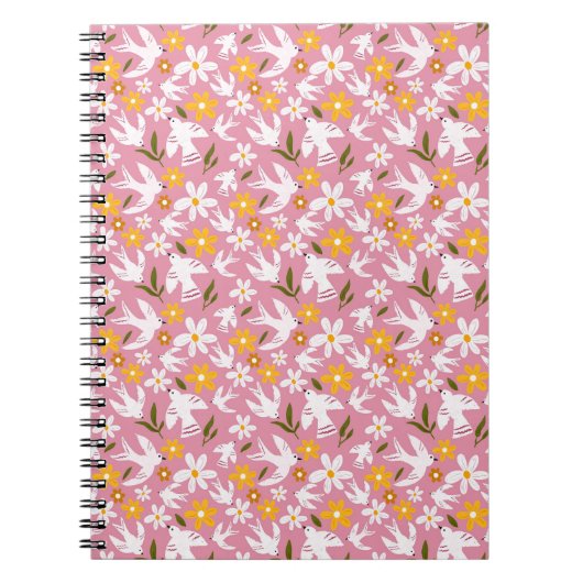 Carnet Cute Floral Bird Seamless Pattern (Devant)
