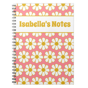 Carnet Cute Floral Daisy Motif Mustard Personnalisé