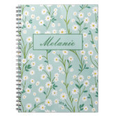 Carnet Cute Floral Printemps Daisy Vert Personnalisé (Devant)