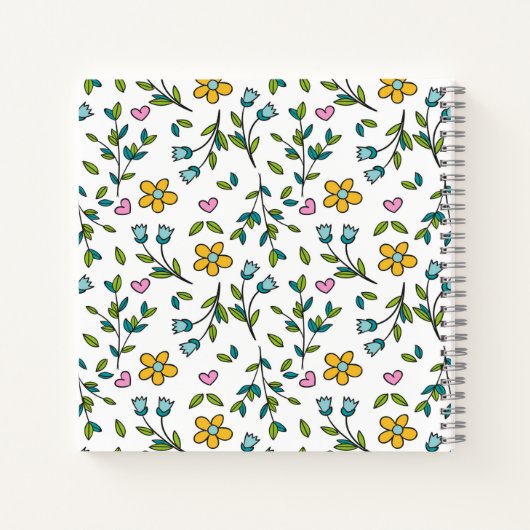 Carnet Cute Flowers and Hearts Light Pattern (Dos)