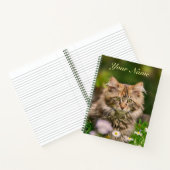 Carnet Cute Fluffy Maine Coon Kitten Chat en Fleurs Nom (Intérieur)
