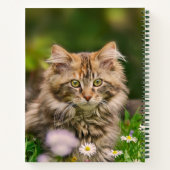 Carnet Cute Fluffy Maine Coon Kitten Chat en Fleurs Nom (Dos)