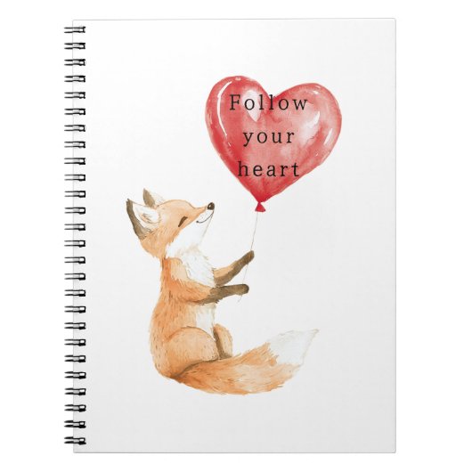 Carnet Cute Fox Heart Balloon (Devant)