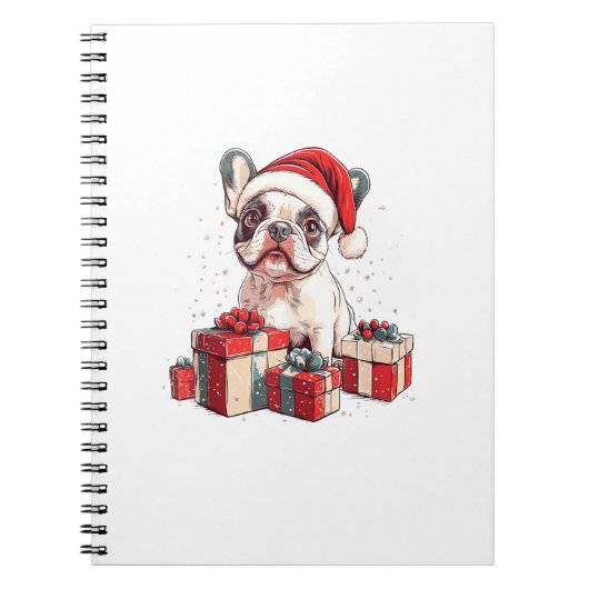 Carnet Cute Frenchie Santa Hat Funny Noël French Bul (Devant)