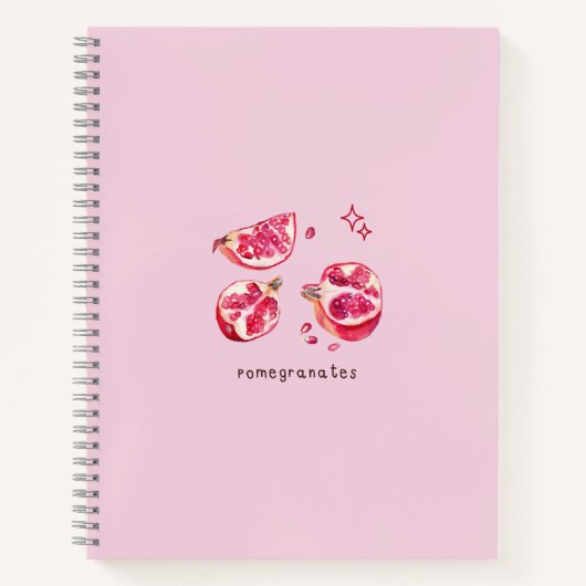 Carnet Cute fruit aesthetic pomegranate pink  (Devant)