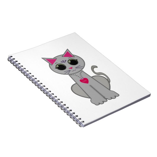Carnet Cute Funny Happy Grey Chat (Côté Droit)