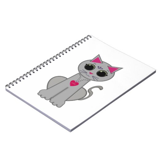 Carnet Cute Funny Happy Grey Chat (Côté gauche)