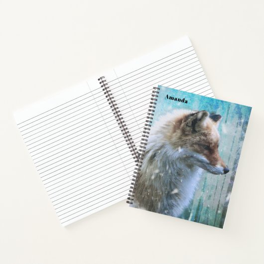 Carnet Cute Furry Fox sur Blue Grunge Arrière - plan (Intérieur)