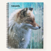 Carnet Cute Furry Fox sur Blue Grunge Arrière - plan (Devant)