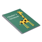 Carnet Cute Giraffe Personalised Green (Côté Droit)