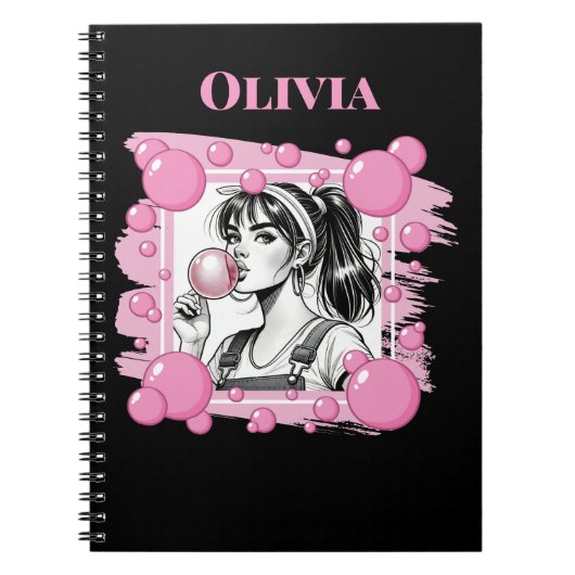 Carnet Cute Girl & PBubble, Comic Fun, Black & White Cust (Devant)