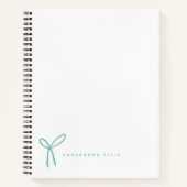 Carnet Cute Girly Aqua Ribbon Bow Custom  (Devant)