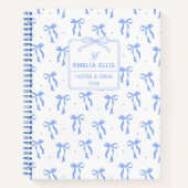 Carnet Cute Girly Blue and White Coquette Bows Monogram (Devant)