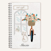Carnet Cute Girly Cat Café sur mesure (Recto)