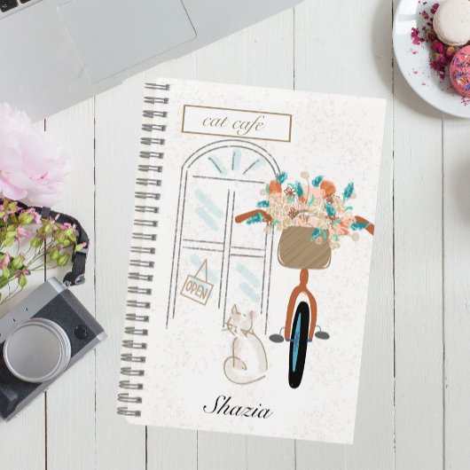Carnet Cute Girly Cat Café sur mesure