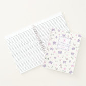 Carnet Cute Girly Coquette Flowers & Bows Monogram Name (Intérieur)