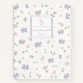 Carnet Cute Girly Coquette Flowers & Bows Monogram Name (Devant)