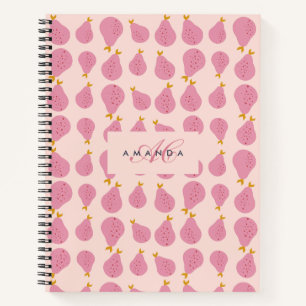 Carnet Cute Girly Feminine Pear Monogramme Cadeaux Initia