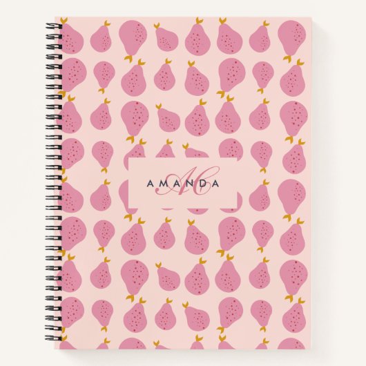Carnet Cute Girly Feminine Pear Monogramme Cadeaux Initia (Devant)