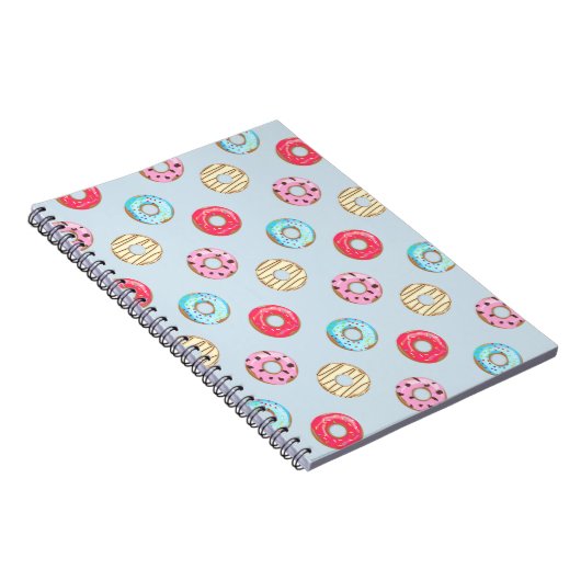 Carnet Cute Glazed Donut Pattern Light Blue (Côté Droit)