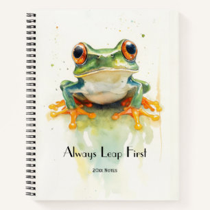 Carnet Cute Green Watercolor Arbre Frog, personnalisé