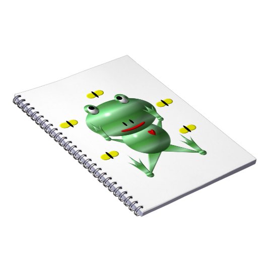 Carnet Cute grenouille avec mouches (Côté Droit)