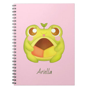 Carnet Cute Grenouille verte tenant le biscuit Polvoron m