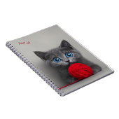 Carnet Cute Grey Kitten Jouer avec Red Wool Ball (Côté Droit)